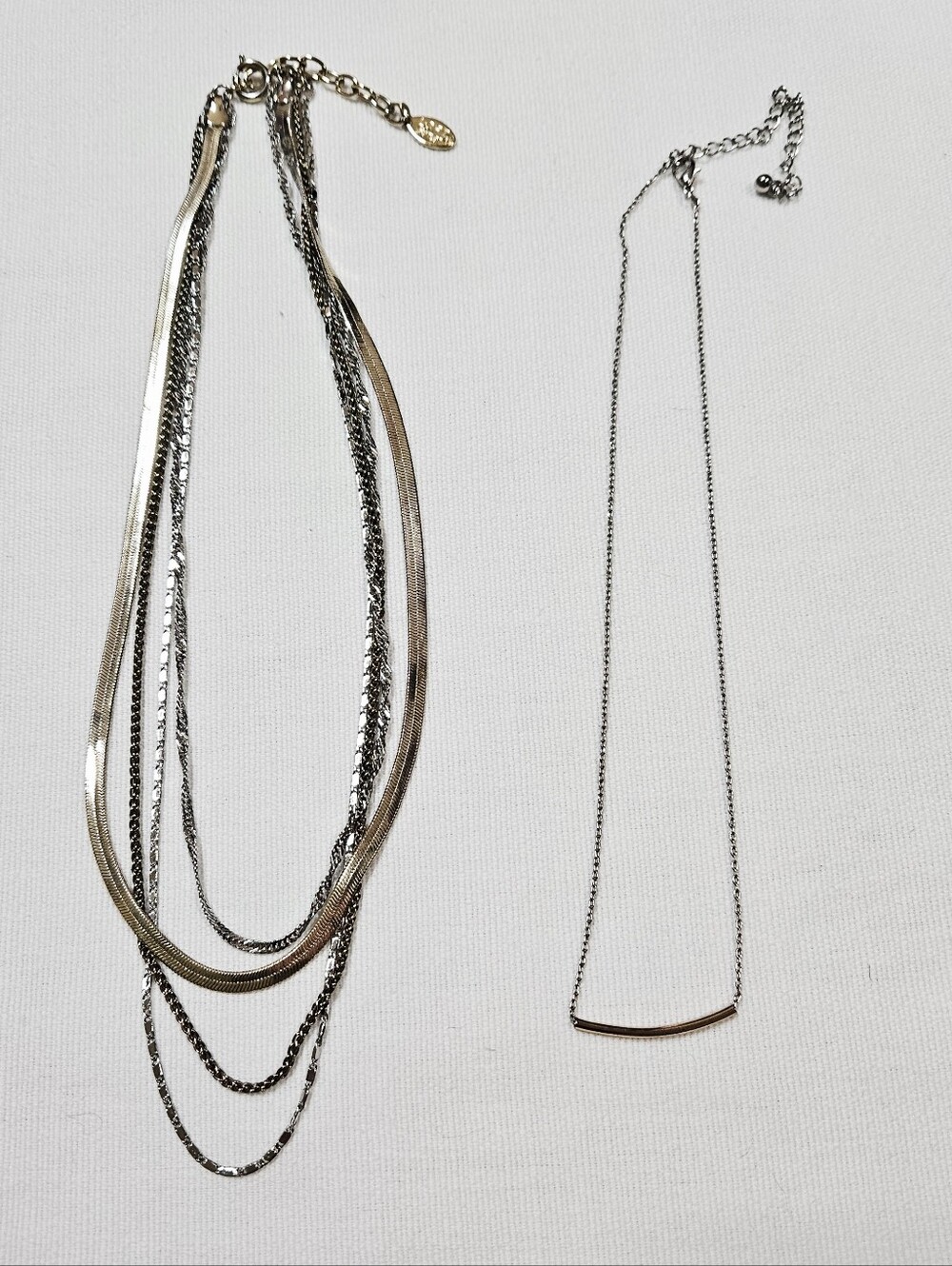 Layered Silver-Tone Multi-Chain Necklace Set - Women Jewelry